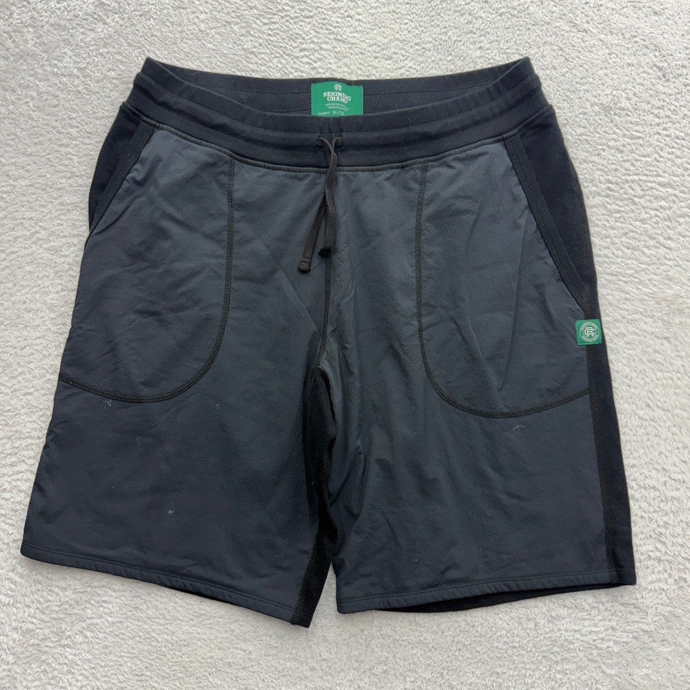 Reigning Champ Mens XL Black Hybrid Cotton Nylon Sweat Shorts Made in Canada
